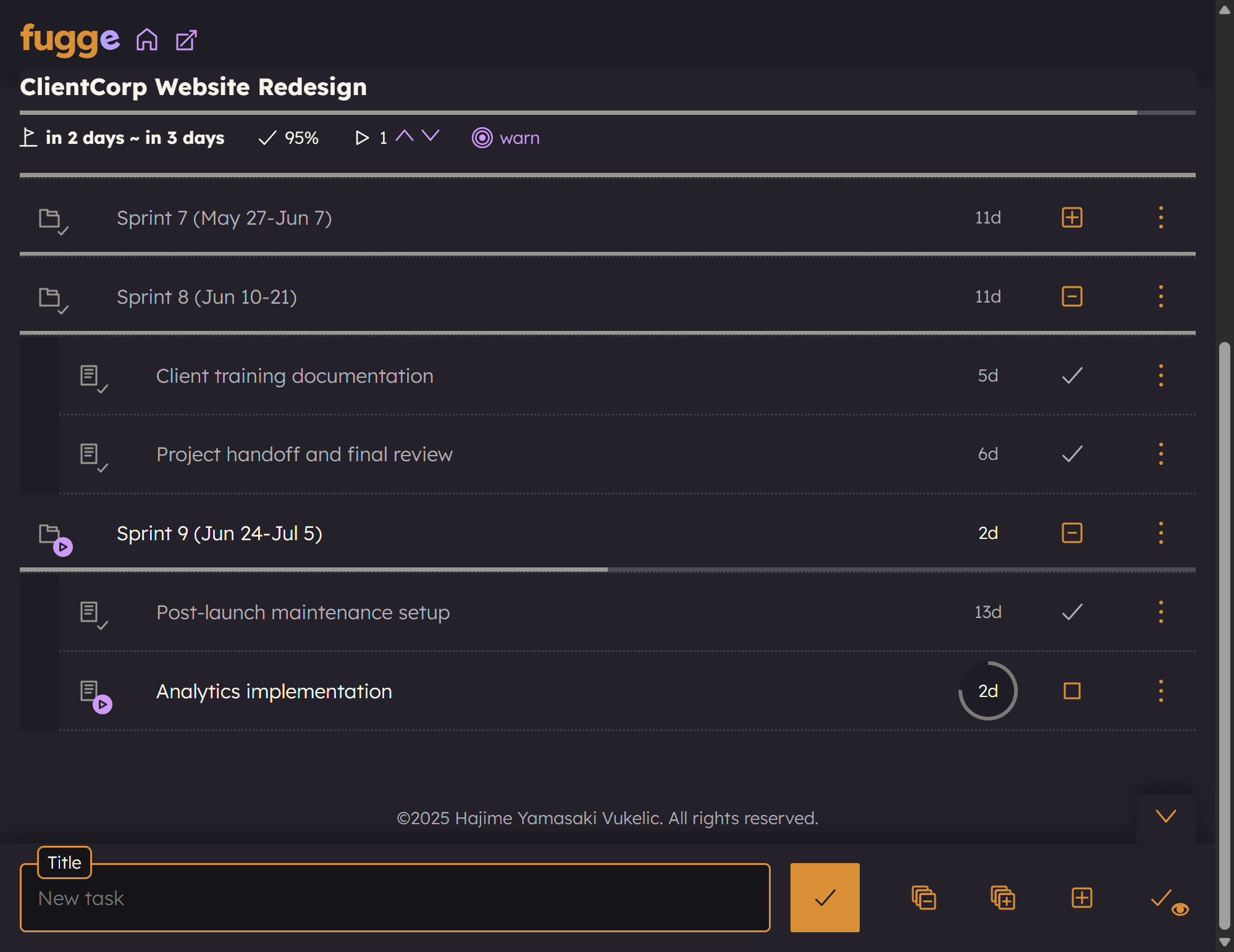 Sprint planning view showing time-boxed development cycles