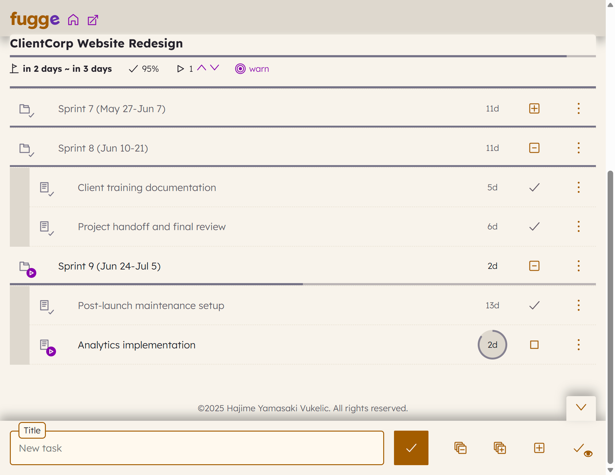 Sprint planning view showing time-boxed development cycles